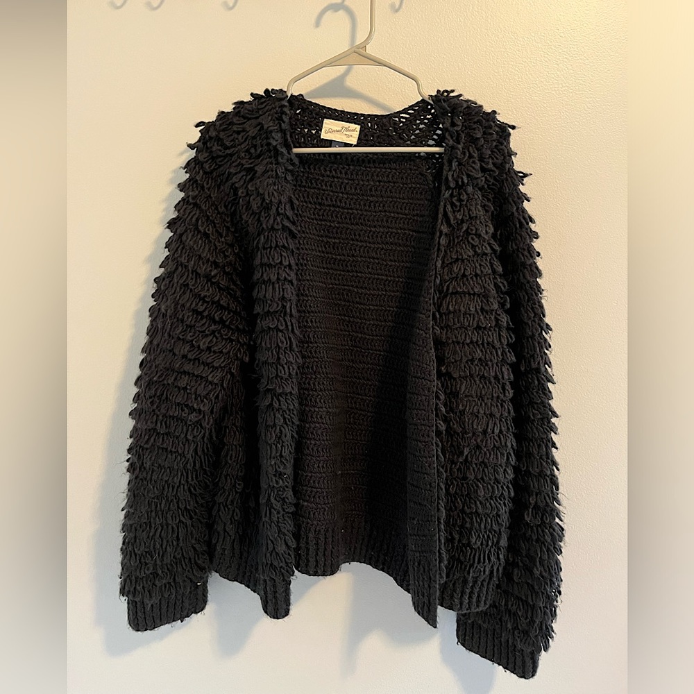 Black Universal Thread Crochet Sweater - XL